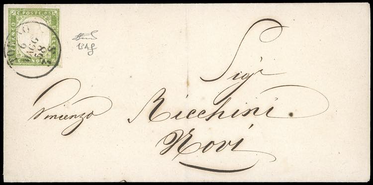 1858 - 5 cent. verde giallo chiaro ... 