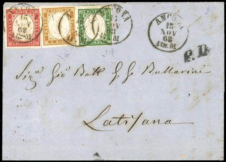 1862 - 5 cent. verde scuro, 10 ... 