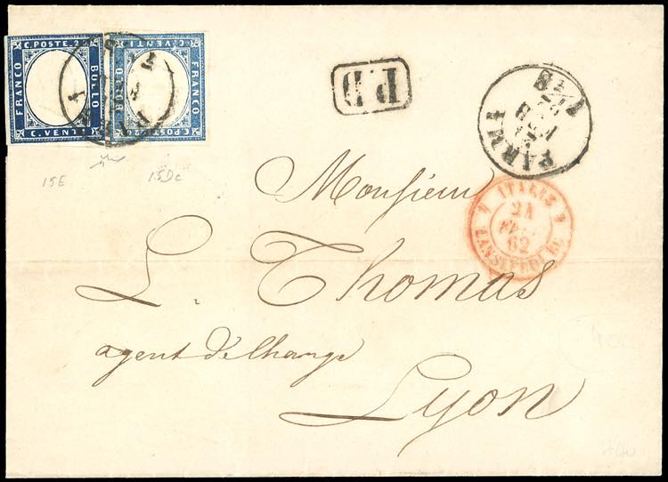 1862 - 20 cent. azzurro oltremare, ... 
