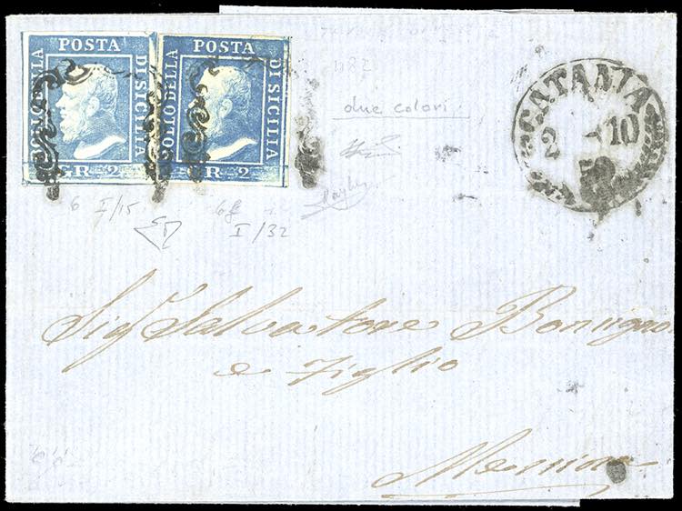 1859 - 2 grana azzurro, I tavola, ... 
