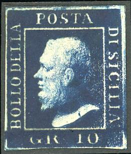 1859 - 10 grana azzurro cupo, ... 