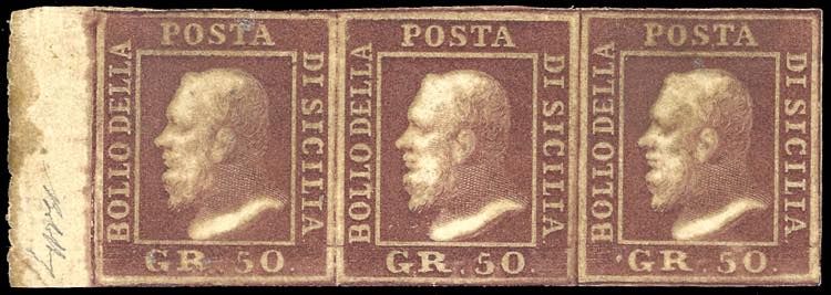 1859 - 50 grana lacca bruno, testa ... 