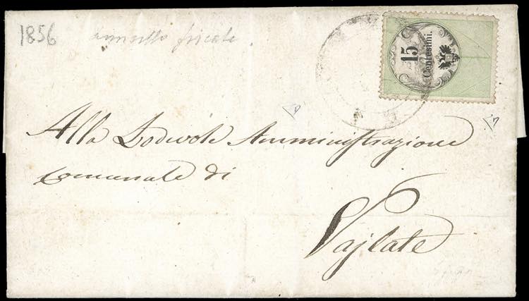 1856 - 15 cent., marca da bollo ... 