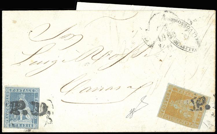 1853 - 1 soldo giallo oro su carta ... 