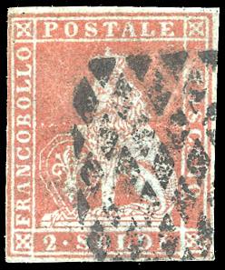 1851 - 2 soldi scarlatto su ... 