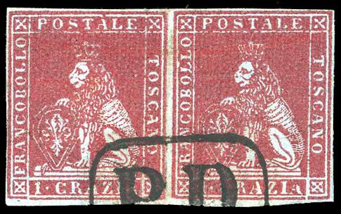 1851 - 1 crazia carminio cupo su ... 