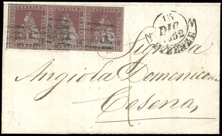 1852 - 1 crazia carminio cupo su ... 