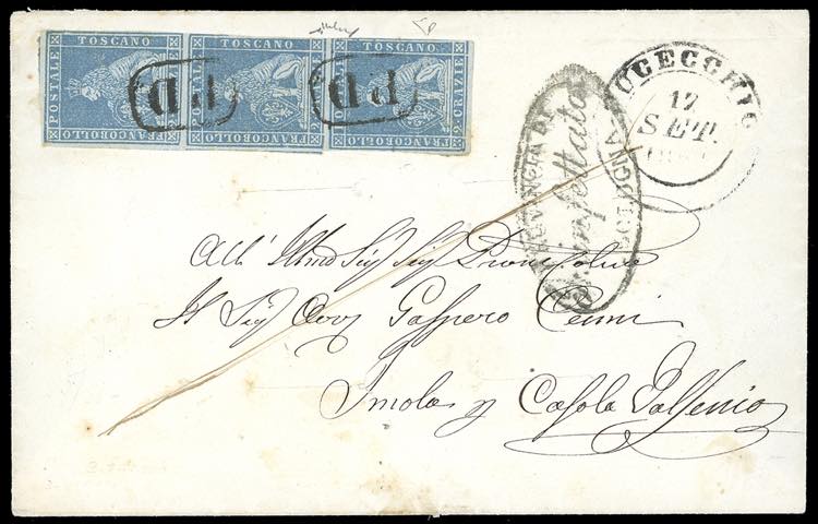 1851 - 2 crazie azzurro su grigio ... 