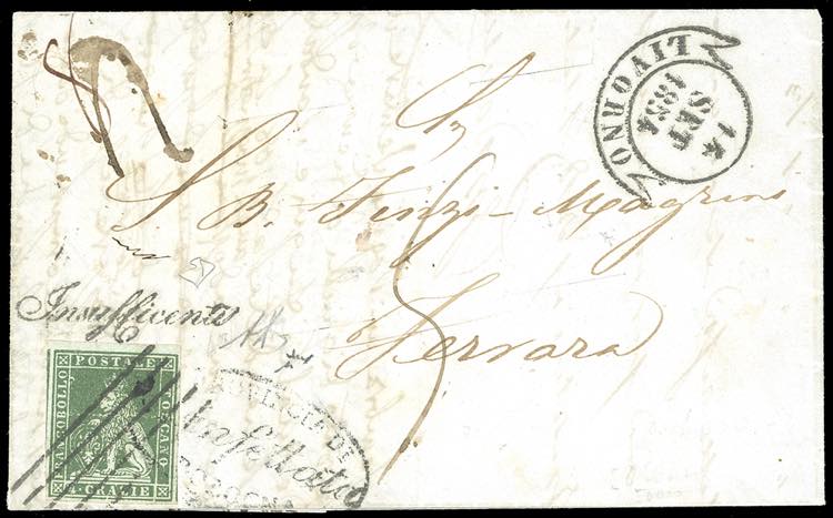 1854 - 4 crazie verde su grigio ... 