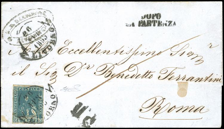 1859 - 6 crazie azzurro, II ... 