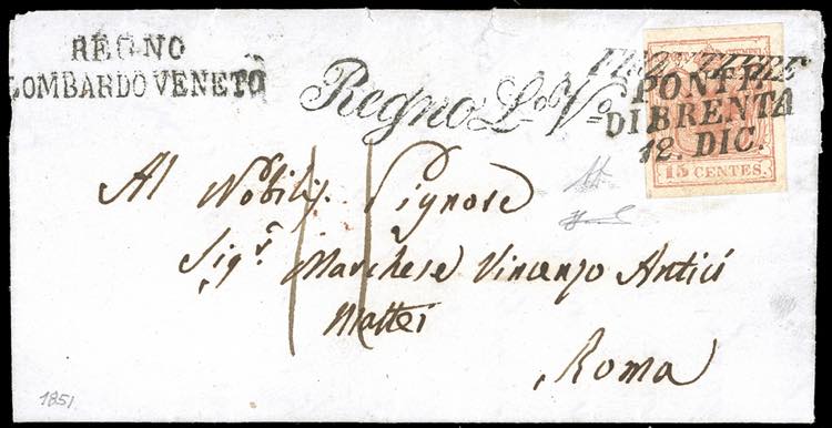 1851 - 15 cent. rosa, II tipo, ... 