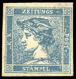 1855 - 3 cent. Mercurio azzurro, ... 