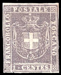 1860 - 1 cent. violetto bruno ... 