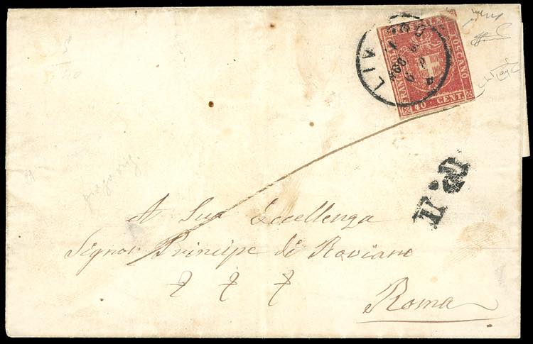 1860 - 40 cent. carminio (21), ... 