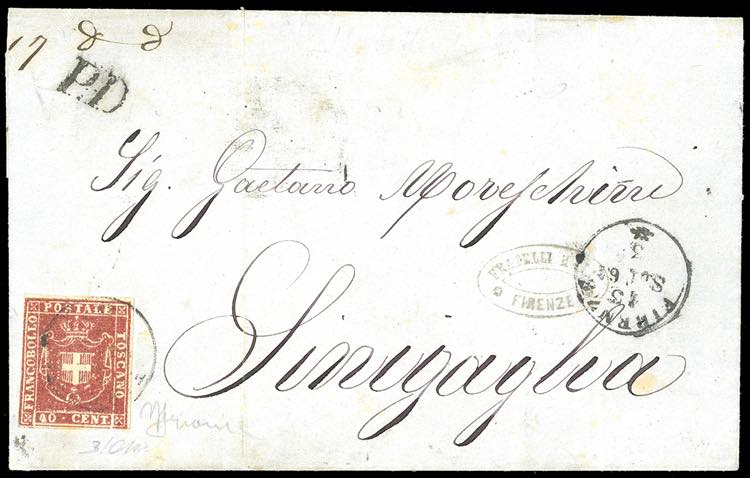 1860 - 40 cent. carminio scarlatto ... 