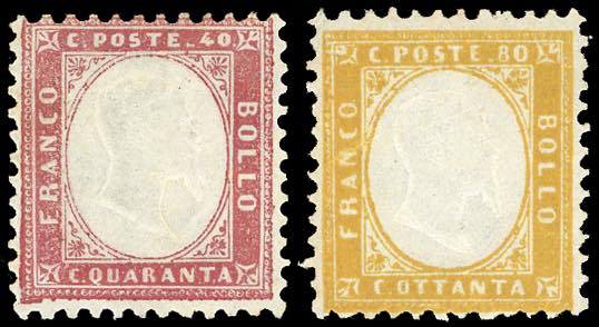 1862 - 40 cent. rosso carminio e ... 