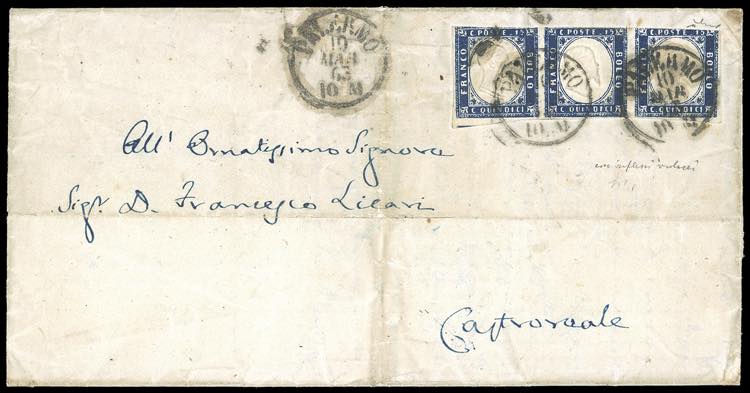 1863 - 15 cent. indaco con ... 