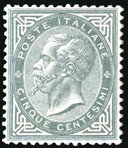 1863 - 5 cent. grigio verde, De La ... 