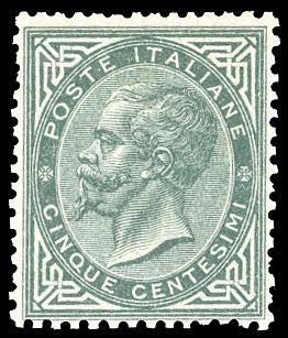 1866 - 5 cent. verde grigio scuro, ... 