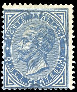 1877 - 10 cent. azzurro (27), ... 