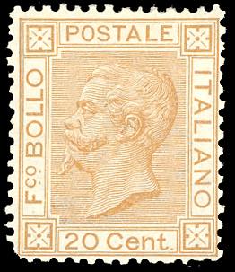1877 - 20 cent. ocra arancio (28), ... 