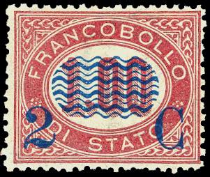 1878 - 2 cent. su 1 lira Servizio ... 