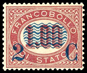 1878 - 2 cent. su 1 lira Servizio ... 