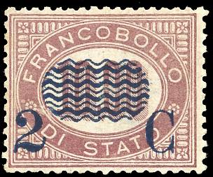 1878 - 2 c. su 10,00 lire Servizio ... 