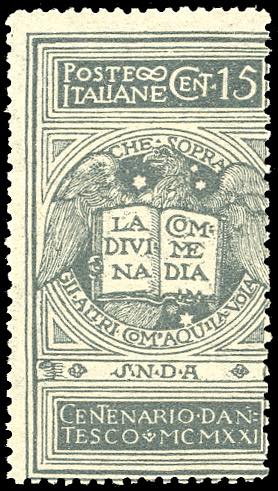 1921 - 15 cent. grigio Dante, non ... 