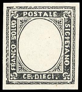 SAGGI 1860 - 10 cent. nero, saggio ... 
