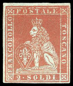1851 - 2 soldi scarlatto su ... 