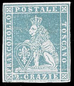 1851 - 2 crazie azzurro chiaro su ... 