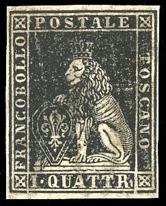 1857 - 1 quattrino nero, filigrana ... 