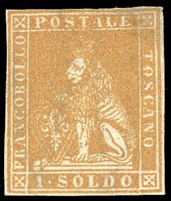 1857 - 1 soldo ocra, filigrana ... 