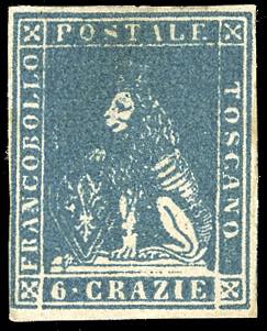 1857 - 6 crazie azzurro chiaro, ... 