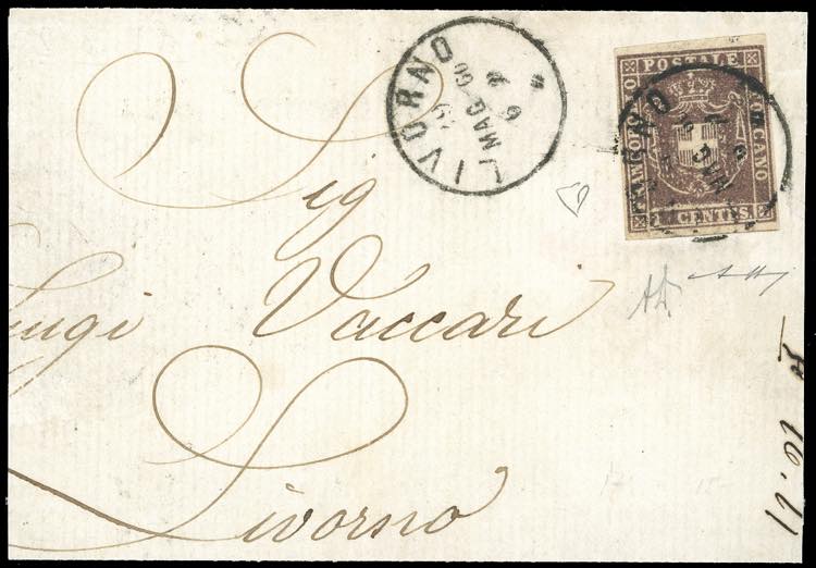 1860 - 1 cent. violetto bruno ... 