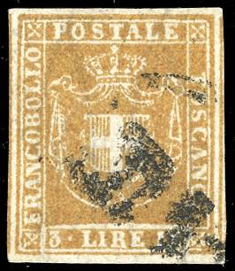 1860 - 3 lire ocra giallo (23), ... 