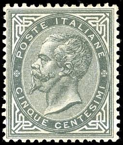 1863 - 5 cent. De La Rue, tiratura ... 