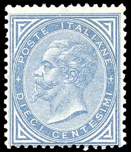 1877 - 10 cent. azzurro (27), ... 