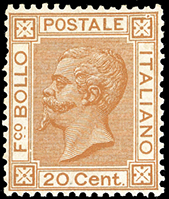 1877 - 20 cent. ocra arancio (28), ... 