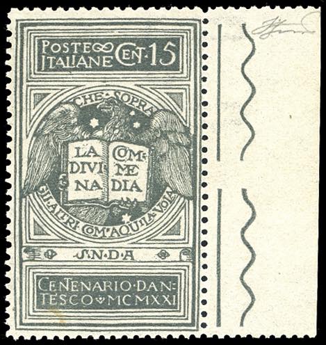 1921 - 15 cent. grigio Dante, ... 