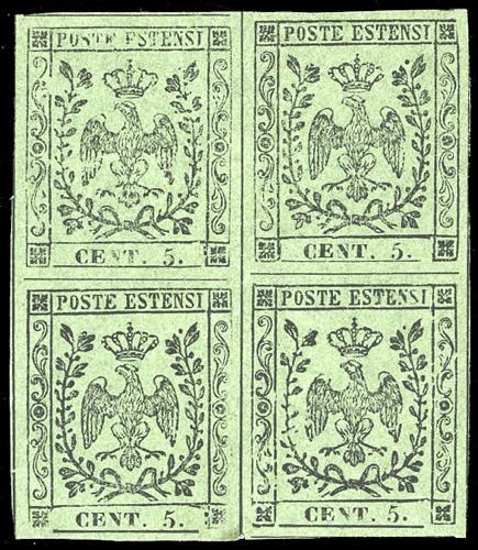 1855 - 5 cent. verde oliva, punto ... 