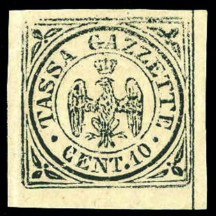 1859 - 10 cent. nero Aquilotto, ... 