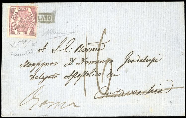 1860 - 10 grana carminio lillaceo, ... 