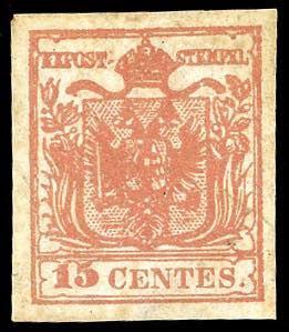 1852 - 15 cent. rosso, III tipo, ... 