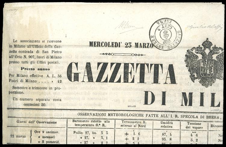 1853 - Bollo di Parma, Gazzette ... 