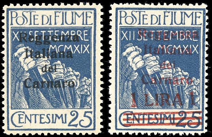 FIUME 1920 - 25 cent. e 1 lira su ... 