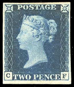 1840 - 2 penny azzurro, lettere ... 