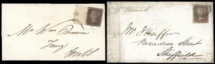 1842/55 - 1 penny rosso, lettere ... 