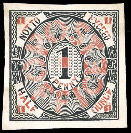 PROVE 1839 - 1 penny nero e rosso, ... 